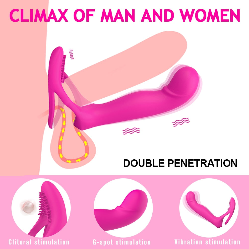 Strapless Strap-on Dildo Vibrators for Women Double-heads Vibrating Penis Lesbian Erotic Toys for Adult Sex Toys for Couples