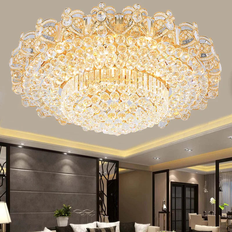 HOT SALE Villa Home Living Room Italian Modern Round Luxury K9 Crystal Ceiling Chandelier Light Villa Living Room Crystal Ceiling Light Art Decoration Home Lighting Supplies