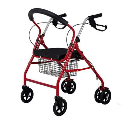 HOT SALE Rehabilitation Disabled Paralyzed Elderly People Equipment Lightweight Standing Walker Rollator With Seat Brakes and Basket Mobility Zimmer Frame Accessories for Outdoor Activities Hiking Shopping Health Care Tools