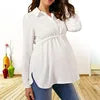 S-2XL Black/White Solid Color Pregnant Women V-Neck Long Sleeve Knitted Breathable Loose Fit Maternity Blouse Fashion Top Female Pregnancy Apparel Clothing Supplies