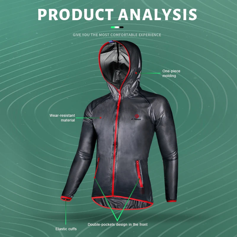 Cycling Raincoat Adult Waterproof Raincoat Women Men Rain Coat Outdoor Hiking Fishing Reflective Rainproof Protect Gear