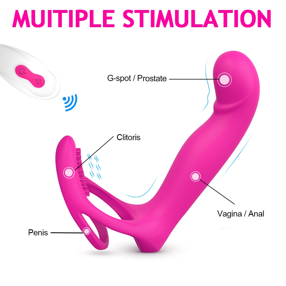 Strapless Strap-on Dildo Vibrators for Women Double-heads Vibrating Penis Lesbian Erotic Toys for Adult Sex Toys for Couples