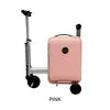 Black/Silver/Pink Color Electric USB Luggage Electronic Scooter Suitcase 20in Ride on Cabin Bag 100% Logo Embroidery Color Vacations Travel Airport Runway Spinner Caster Electric Scooter Suitcase