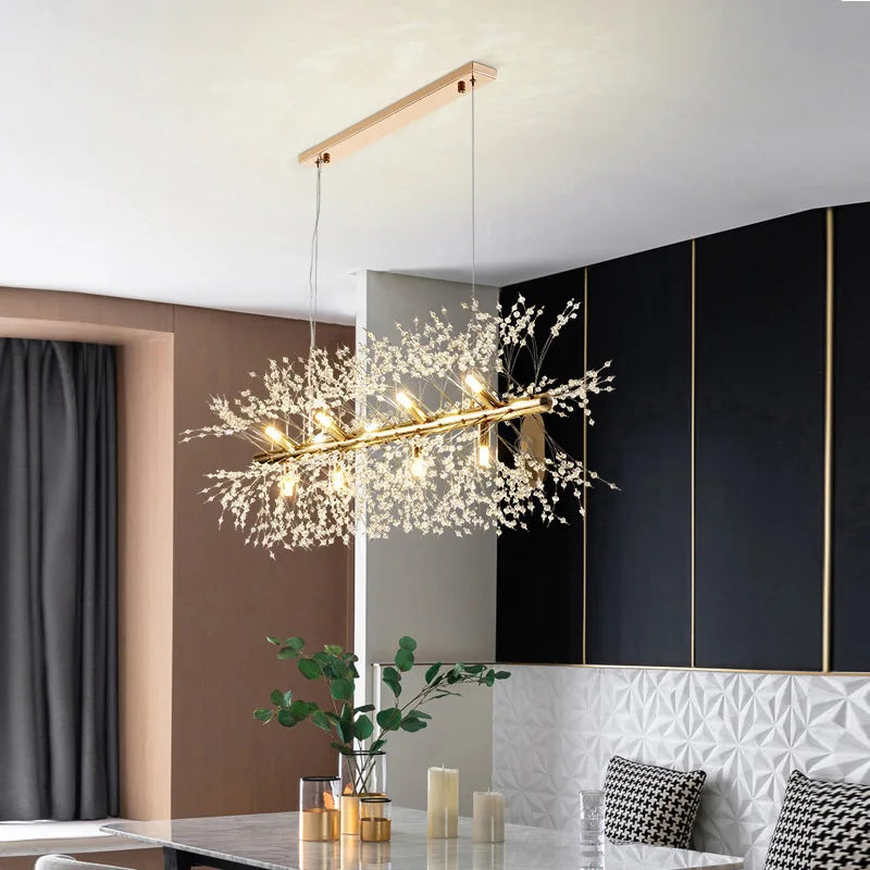 NEW Arrivals Home Villa Salon  Living Room Nordic Luxury Dandelion Crystal Chandelier Modern Bedroom Bar Counter Pendent Lamps Art Decorative Long Dining Table Hanging Ceiling Lights