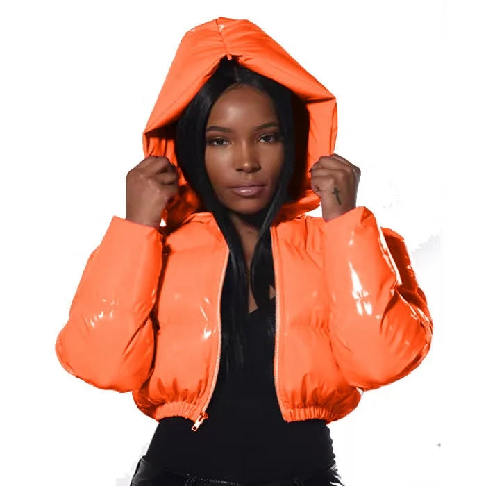 NEW Arrivals S-XL 8 Colors Female Winter Down Coat PU Leather Quilted Parkas Mid-Long Puffer Bomber Cropped Bubble Coats Warm Out Wear Windproof Jackets Women Winter Apparel Supplies