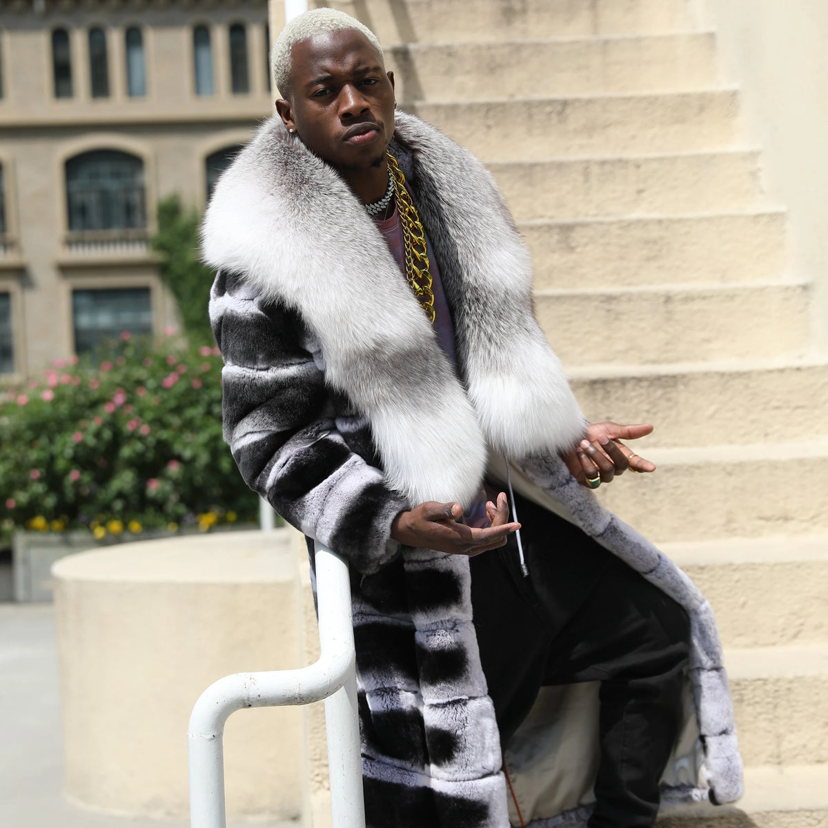 Boutique Gala HOT SALE S-3XL Plus Size for Women and Men Black & Brown, Black & White New Arrival Winter Warm Long Fur Jacket Original Chinchilla Fox & Rabbit Mink Fur Coat Long Outerwear Jackets Coats Women Men Luxury Appare