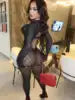 3 Colors Sexy Fashion Women's Hot Clothing Boutique Gala See Through Jumpsuits Sexy Night Club Evening Beach Party Wear Long Sleeve Backless One Piece Jumpsuit Ladies Sexy Apparel Supplies.