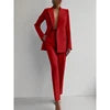 Boutique HOT SALE New Italian Fashion S-2XL 8 Colors Casual Career Double Breasted Long Sleeve Suit Jacket Long Pants Women's Luxury Blazer Top Quality Office Lady Business Dinner Suit Ladies Clothing Supplies.