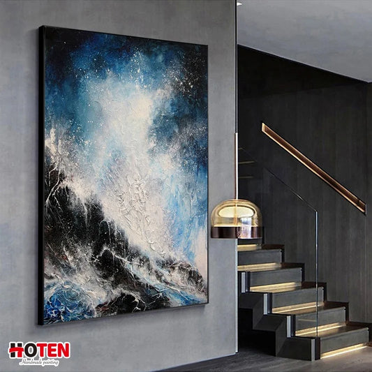 100% Pure Hand-Painted Oil Paints 4 Sizes Villa Home Living Room Modern Abstract Seascape Artist Oil Painting for Living Room Hand-Painted Colorful on Canvas for Background Wall Art Creative Decoration Supplies