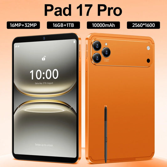 NEW Arrivals 5G Global Version New Pad 17 PRO Android Tablet 10.1" 2560x1600 Display MTK Dual Core 16GB RAM 1TB ROM 10000mAh Battery 5G Wi-Fi USB Type C Charging Drop Resistance Tablet