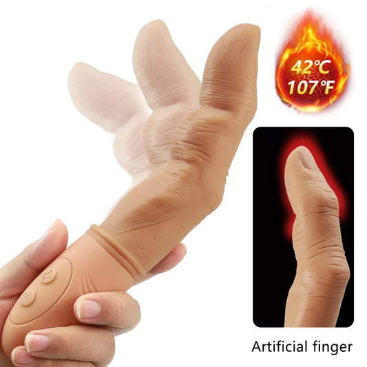 Powerful Finger Vibrator for Women G Spot Stimulate Vagina Massager Heating Silicone Finger Dildo Masturbator Adult Sex Toys