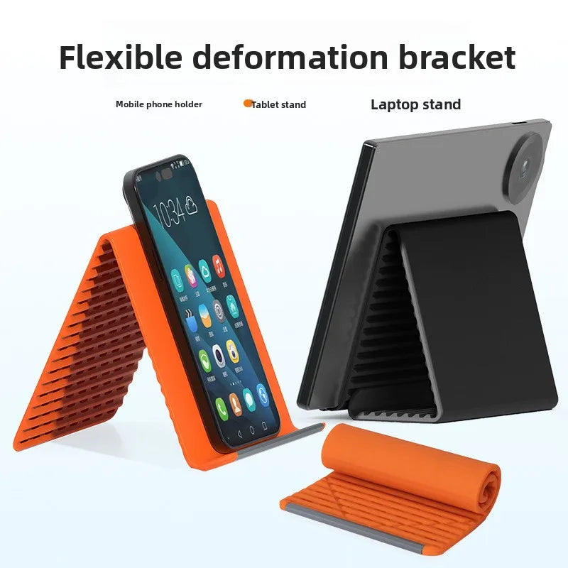 Tablets Laptop and Phone Holder Silicone Universal Model Desktop Tablet Laptop Stand Creative Flexible Folding Transformable Lazy Bracket Travel Electronic Accessories