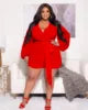 HEY BIG GIRLS... XL-5XL Plus Size Autumn Spring Curvy Women Breathable Casual Loose Fit Solid Color Chiffon Sexy Short Above Knee Romper with Belt Women Extra Large Clothing Supplies