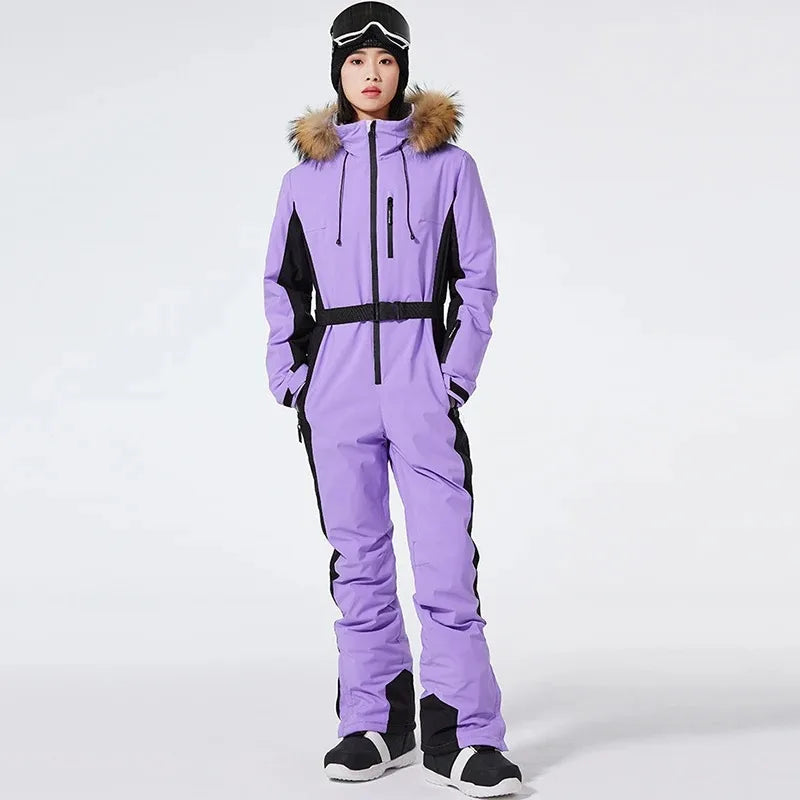 8 Colors S-2XL Customizable Size Professional Alpine Skiers Fur Hooded Women's Slim Ski Pants Waterproof Breathable Windproof Winter Outdoor Mountain Snowboard Insulated Clothes