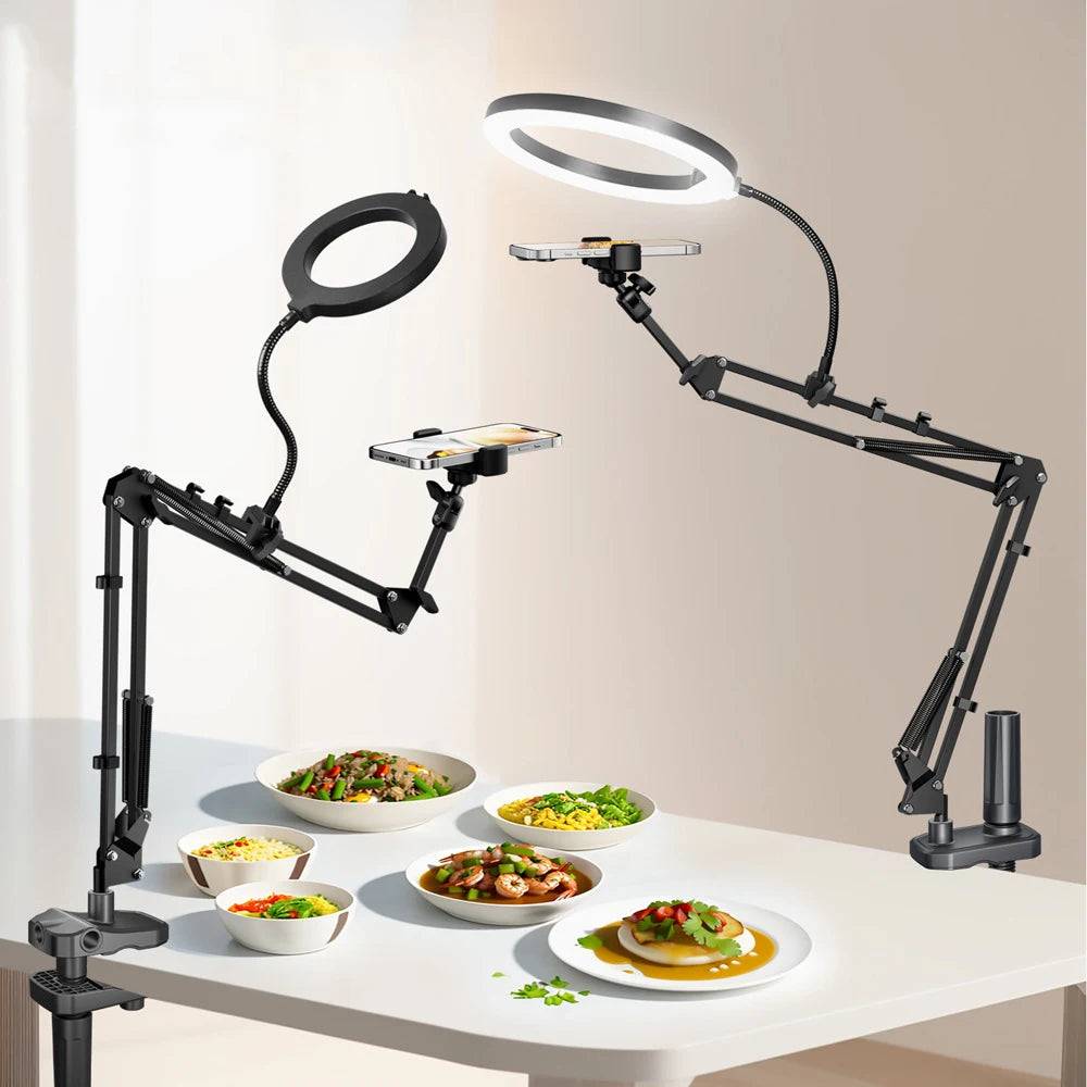 NEW Arrivals 26cm LED Beauty Ring Light Set Aluminum Alloy for Desk Selfies TikTok YouTube Videos Creation Mobile Phones Holder Camera Rack Stand Live Streaming Home Studio Supplies