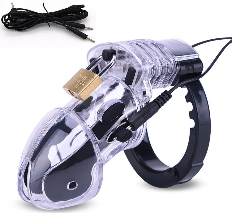 Electric Shock CB6000 Cock Cage Sex Ball Stretcher BDSM Timer Lock Chastity Belt Electro Stimulation Penis Ring SM Male Sex Tool