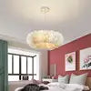NEW  Nordic Luxury Goose Feather Chandelier Modern Living Room Decoration Pendent Lamp Dining Bedroom Ring Ceiling Hanging Ceiling Light Home Lighting Supplies