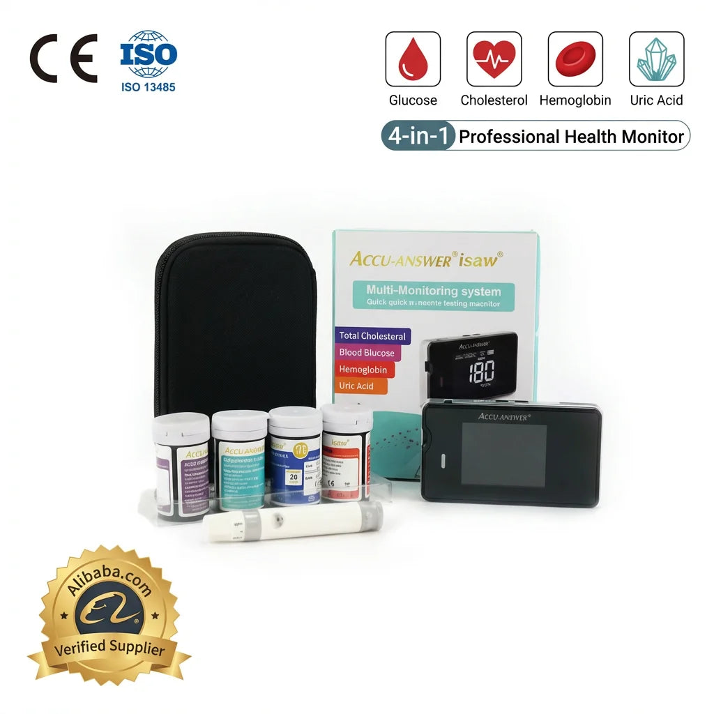 4 in 1 Multi-Function Blood Glucose Cholesterol Hemoglobin Uric Acid Monitoring System CE Approved Rapid Test Kit Health Care Supplies