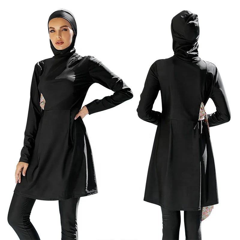 3 PCS Set S-XL Islamic Arabic Modest Long Sleeve Swimwear Beach Fully Surrounded and Stitched Burkini Conservative Ladies Beachwear Swimsuit Muslims Summer Bathing Apparel Sets Clothing Supplies