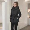 BEST PRICE S-2XL 4 Colors Women Slimming Short Cotton Jacket Women's Thick Winter Coat with Hood Distring Waist Slim Snow Boots Outerwear for Ladies