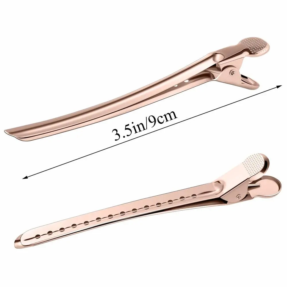 12Pcs Crocodile Leather Hairpin, Duck Bill Hairpin Rust-proof Metal Hairpin With Holes, For Curly Hair Style Partition Clip