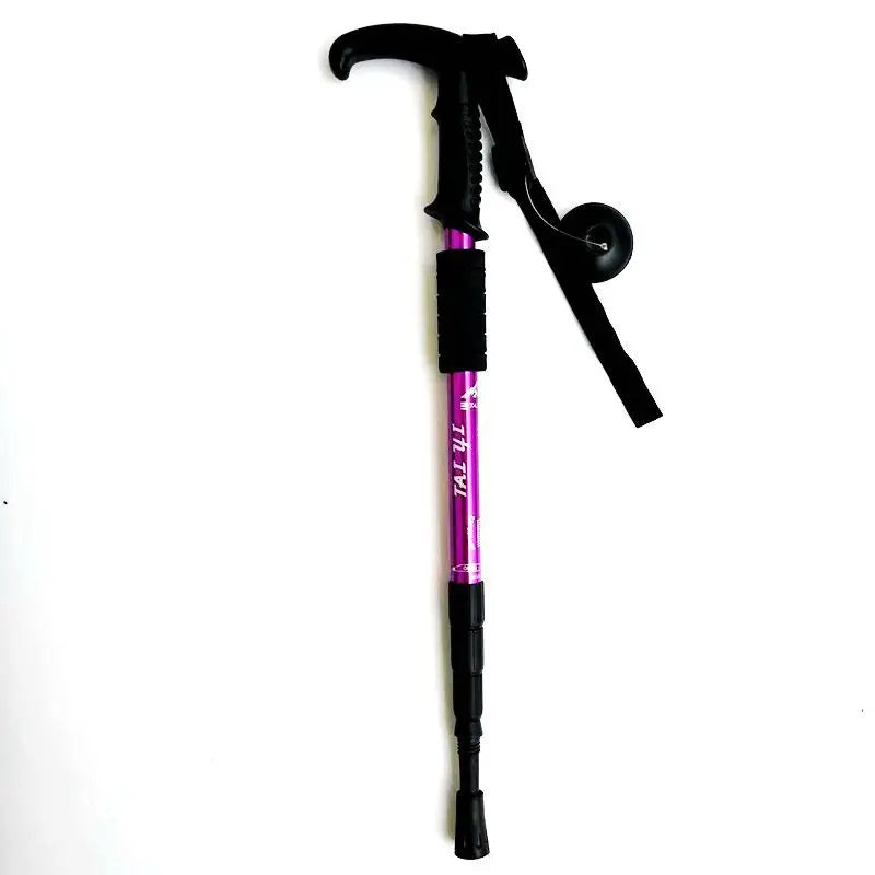 50-110cm Outdoor Climbing Mountaineering Iced Snow Hiking Shock-Absorbing High-Strength Ultra-Light Aluminum Alloy Four-Section Trekking Poles Plastic Modern Curved/Straight Handle Winter Sports Accessories