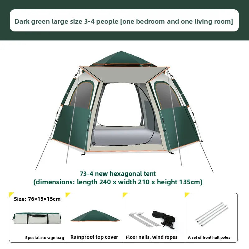 NEW Arrivals 3-4 and 5-8 Persons 3 Colors Polar Everest Outdoor Tent Camping Automatic Folding  Rainproof Hexagonal Design Thickened Oxford Fabric for Park Picnics Camping Vacations