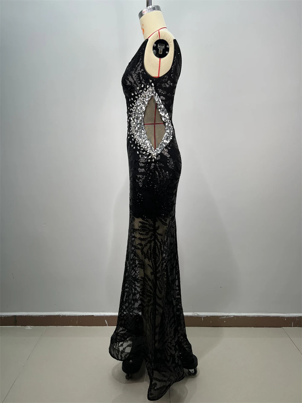 Boutique Gala HOT SALE Women's Top Quality Red Carpet Celebrity Night Club Evening Prom Party Elegant Long Sequins Evening Black Dress Princess Maxi Gown Ladies Luxury Apparel Supplies