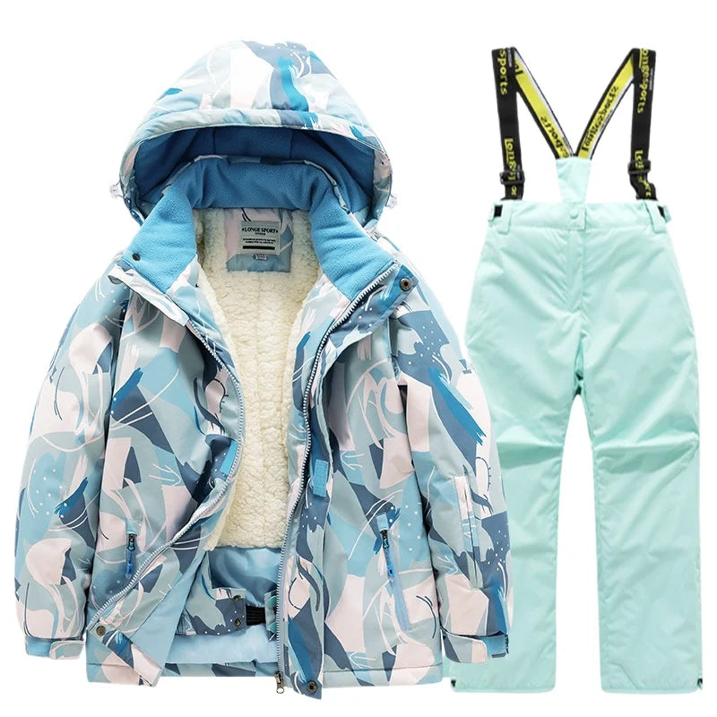 BEST PRICE 2 PCS Set Children's Girls Boys Top Quality Waterproof Ski Jacket + Pants Kids Snowboard Suit Snow Wear Ski Clothes for Kids Ski Suit Ski Clothing