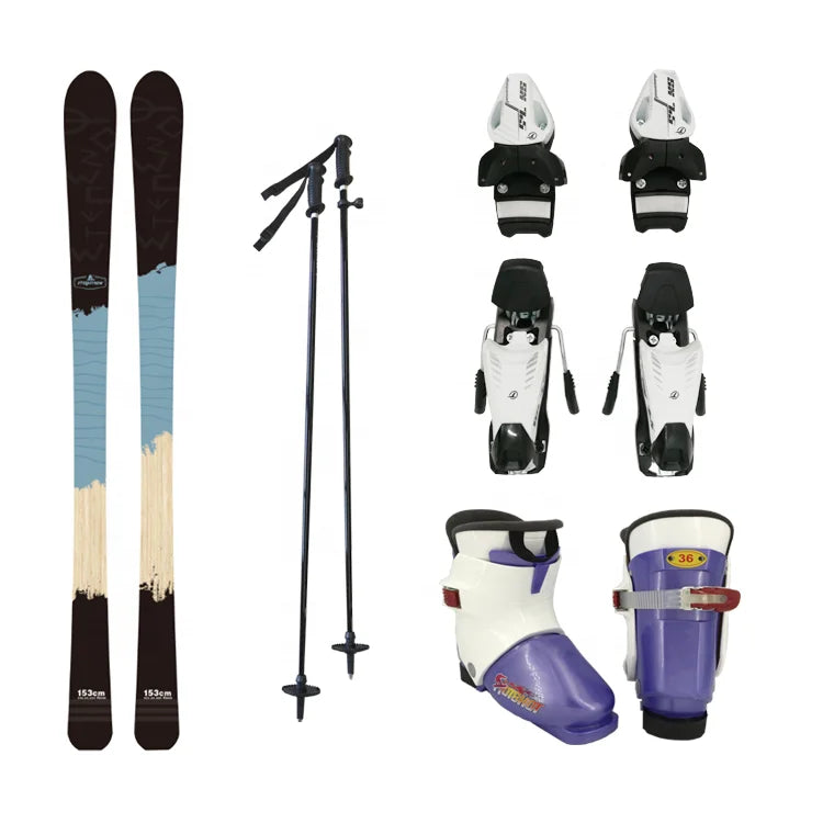 NEW Set Women Men Professional Alpine Ski Boot Set Binding Shoes Pole Brand Skiers Set Snow Skiing Set Winter Sports Supplies