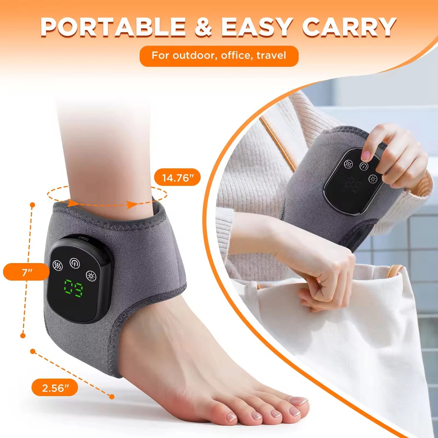 NEW Model Electrically Heated Ankle Charging Model Vibration Massage Hot Compress Foot Joint Therapy Device Outdoor Sports Running Cycling Injuries Treatment Pain Relief Health Care Supplies