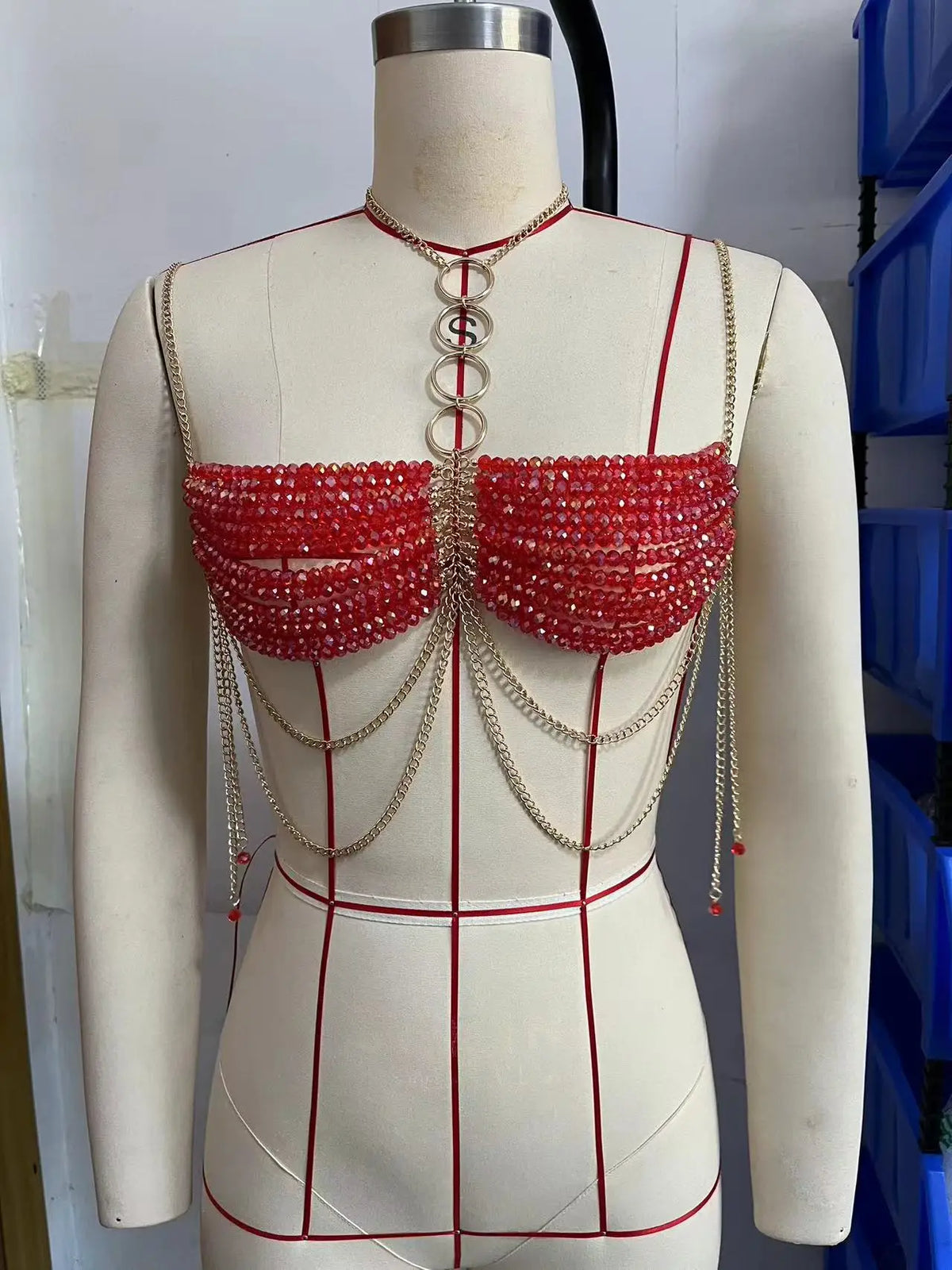 Sexy Women Handmade Body Chain New Fashion Jewelry Bikini Bra Beaded Halter Romantic Tank Top Beachwear See Through Evening Rave Party Night Clubwear Beach Bar Sexy Tops