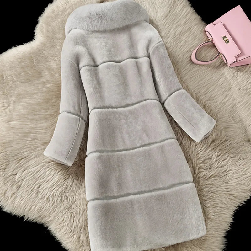 HOT SALE Black/Gray/Red Color S-5XL Plus Size Women's Luxury  Fur Coats Winter Fashion Gray Women Fur Jacket Thick Warm Outerwear Faux Fox Fur Casual Cotton Lining Snow Boots Knitted Ladies Winter Fashion Apparel Supplies