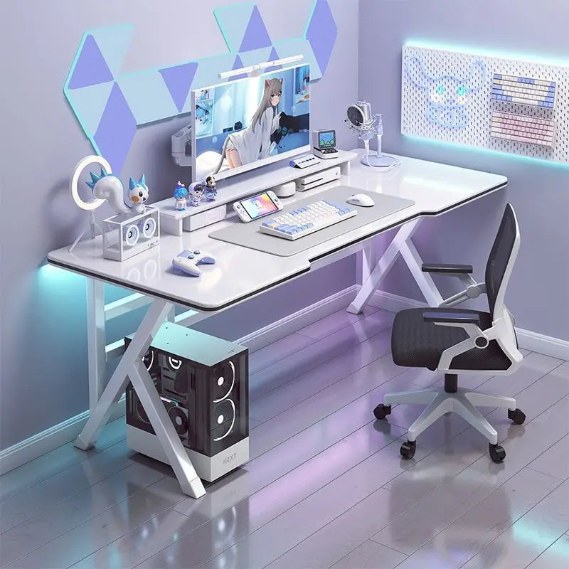NEW Home Carbon Fiber Textured Gaming Office Desk Minimalist Bedroom Study Writing Table 140cm Office Computer Storage Organizer Home Use