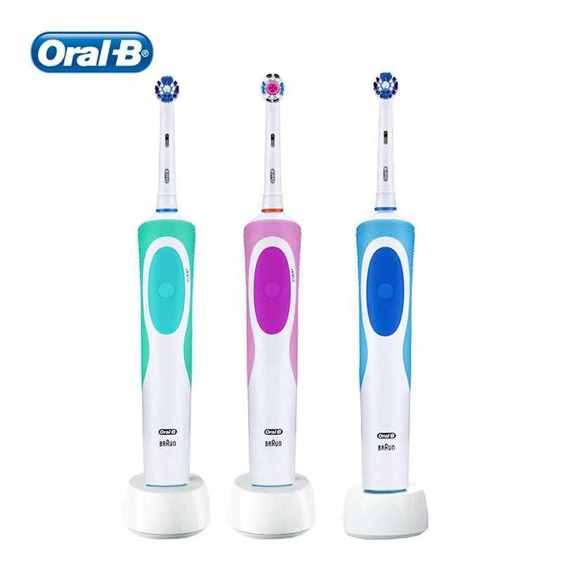 Original Oral-B Set Vitality 2D Electric Toothbrush Rechargeable Smart Teeth Whitening with Replacement Tooth Brush Heads Oral B Nozzles Women Men Oral Hygiene Accessories Personal Care Supplies