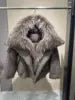 TikTok Most Popular 15 Colors Top Quality Unique Winter Luxurious Cashmere Loose Puffer Bomber Jacket Goose Down Jacket with Natural Red Silver Fox Fur Coat Girls Outerwear Jackets Women Winter Apparel Supplies