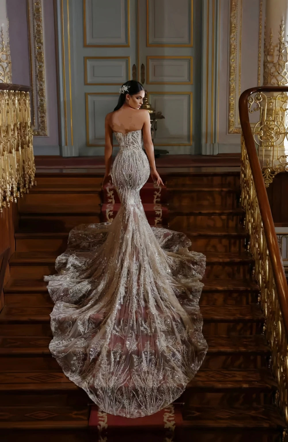 Boutique Gala HOT SALE NEW Arrivals Bridal Gown Luxury Elegant Beaded  Strapless Long Train Backless Mermaid Wedding Dress Women's Luxury Clothing Supplies