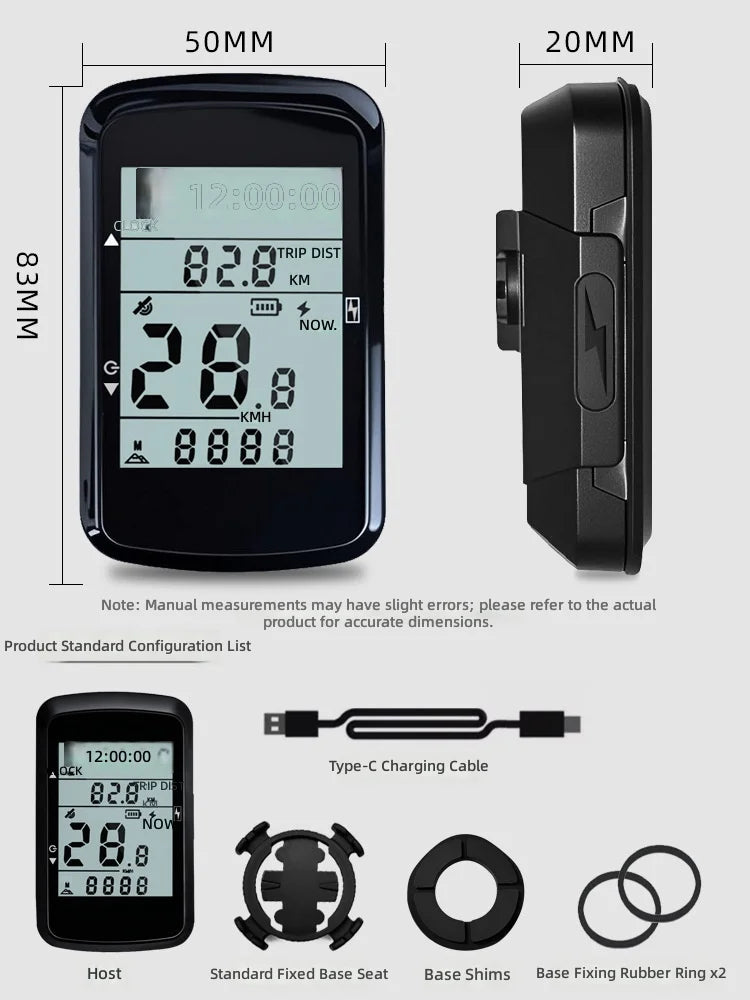 Wireless Cycling GPS Computer Mountain Bike Computer Wireless with Large Backlit Display Smart GPS Cycling Computer ABS Material Wireless Stopwatch Monitor Bicycle Accessories