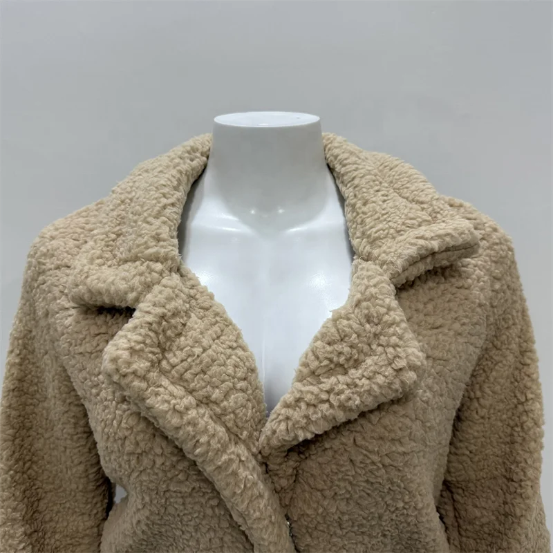 8 Colors S-5XL Plus Size Women's Double-Sided Fleece Jacket Long Sleeve Lapel Collar Thick Plush Warm Coat for Winter Autumn & Spring Casual Outerwear