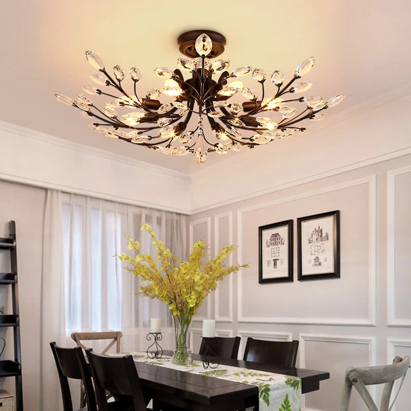 Home Living Room K9 Crystal Ceiling Light American Country LED Creativity Living Room Dining Room Bedroom Coffee Shop Clothing Store Home Lighting Supplies