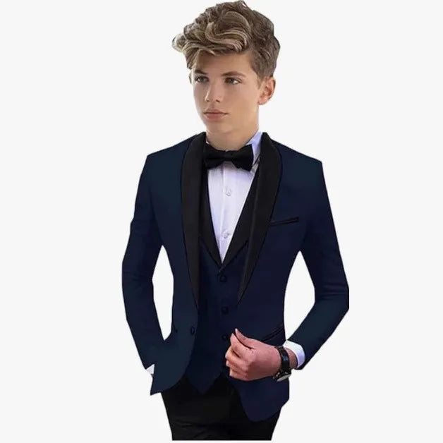 3 PCS Set 8 Colors Boys Luxury Suit Blazer Vest Pants Jacket Gentleman Clothes Sets 3-16T Kids Wedding Guest Evening Prom Birthday Party Formal Clothing Wedding Suits Children Luxury Apparel Supplies