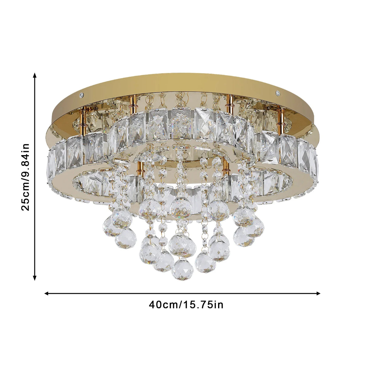 HOT SALE Villa Home Living Room Luxury Crystal Golden Stainless Steel Base LED Dimmable Crystal Ceiling Light Lamp for Apartment Bedroom Chandelier Remote Switch Control Home Lighting Supplies