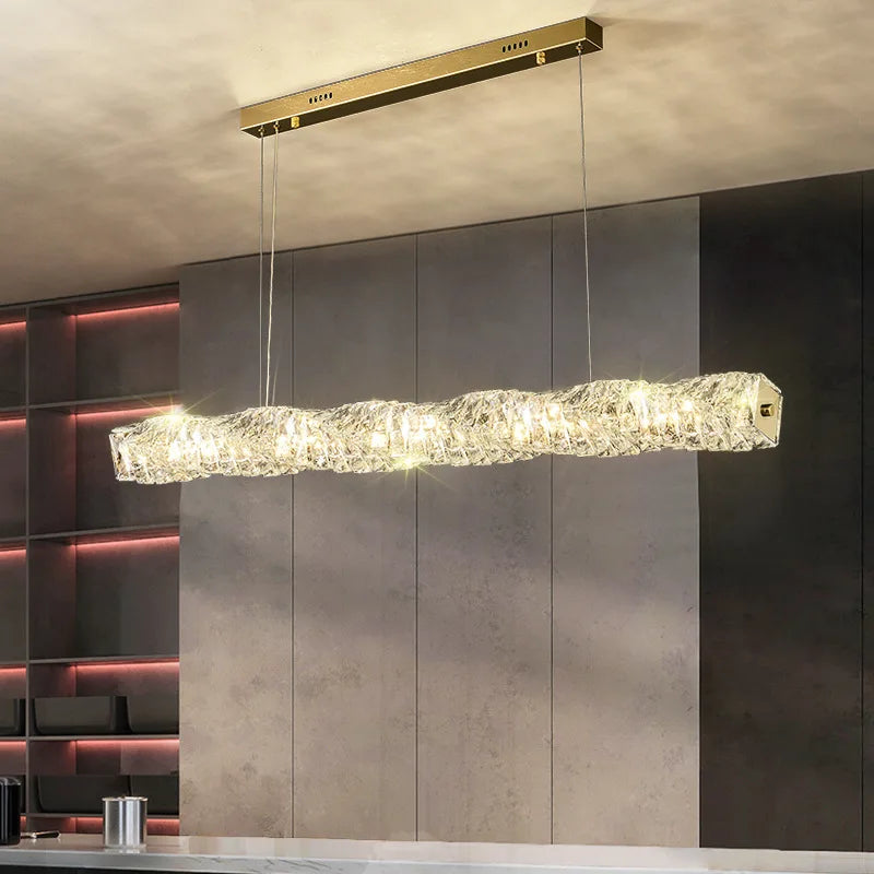 NEW Arrivals Villa Home Luxury K9 Crystal Chandelier Art Decor L39.4inch Luxury Restaurant Modern Living Room Dining Table Bar Counter Crystal Chandelier Design Long Crystal Pendant Lights