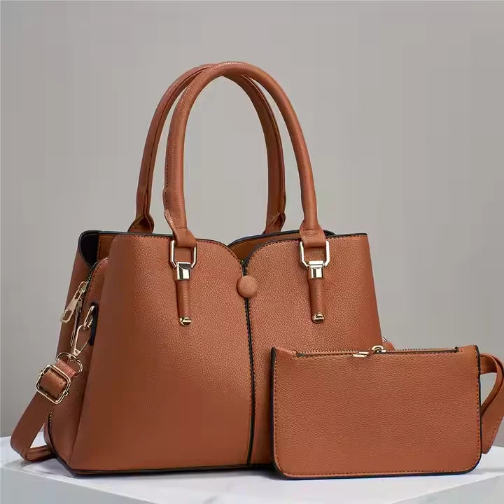 2 PCS Set 8 Colors Female Luxury Classic Handbag Set Fashion Crossbody Shoulder Bag Big Women's Tote Bags