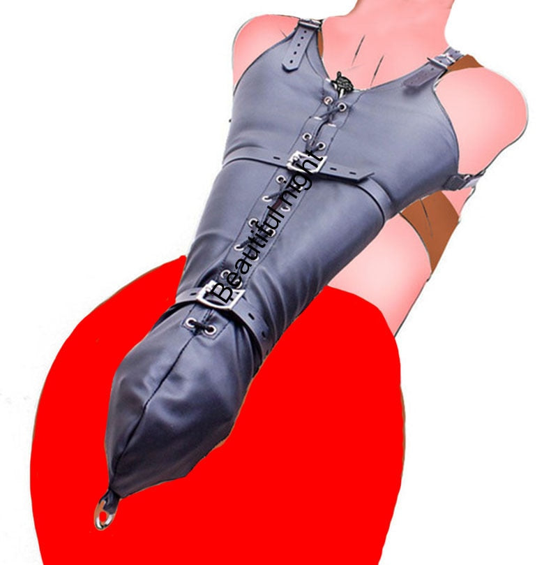 Arm Binder Glove Sleeves,Behind Back Bondage Armbinder,BDSM Leather Handcuffs Straight Jacket,Sex Toys For Couples