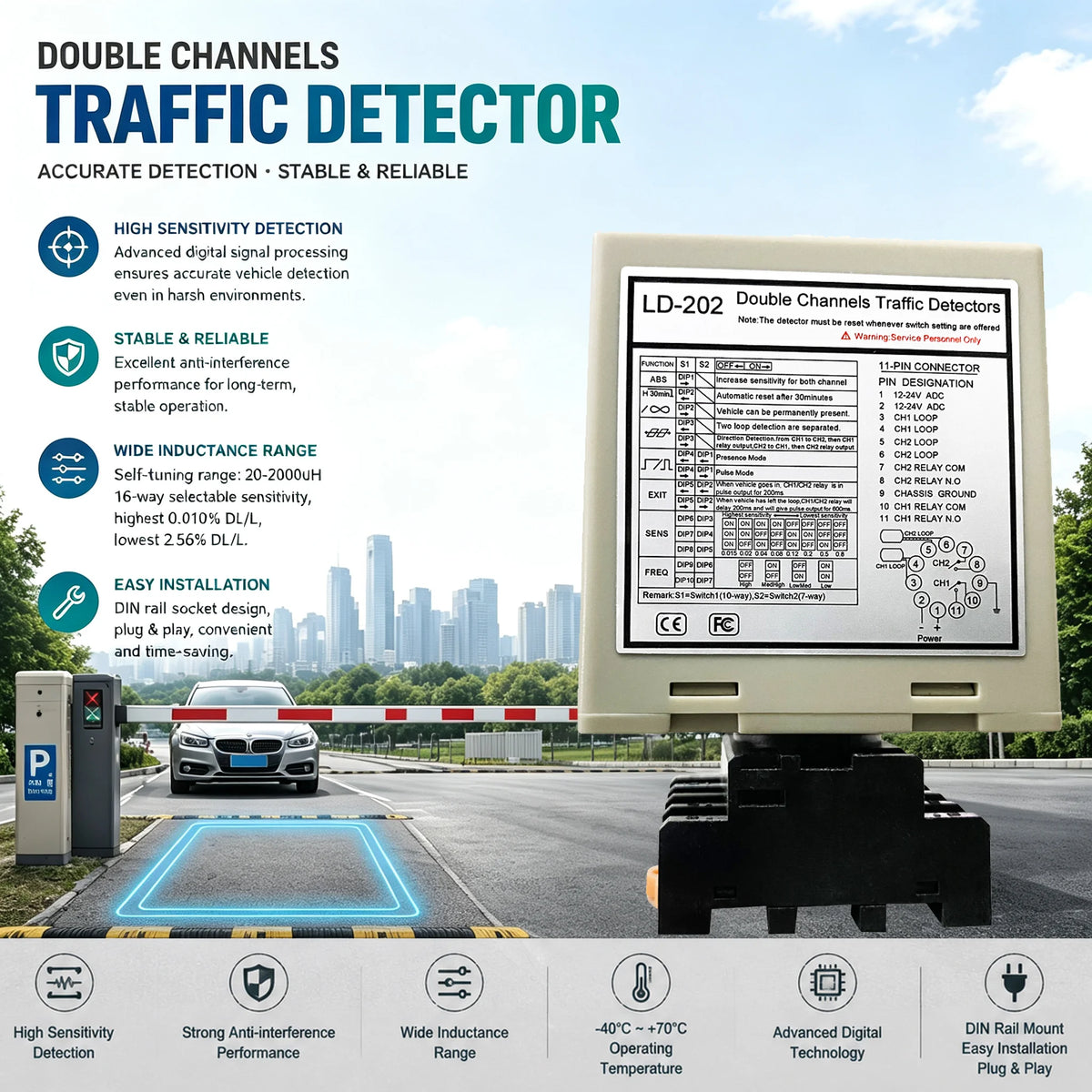 NEW Arrivals Cars Trucks Double Channel Induction Vehicle Loop Detector for Vehicle Control System Traffic Detection System
