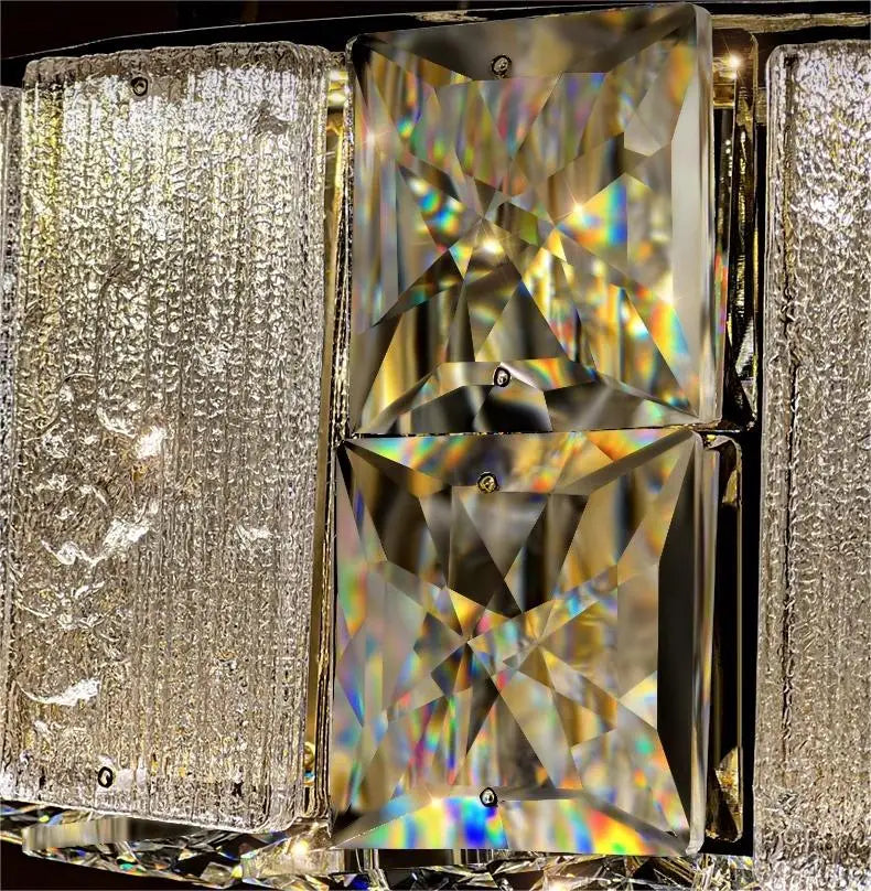 Villa Home Luxury Glaze Crystal Long Pendant Lamps Dining Bar Counter Living Room Restaurants Glass Chandelier Modern Villa Living Room Creative LED Line Lights