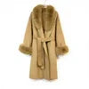 HOT SALE (Few Units Left) 5 Colors Small & Medium Size Luxury Cashmere & Wool New Autumn Winter Removable Real Natural Fox Fur Collar Cuffs Trench Jacket Women Long Belted Woolen Blend Cashmere Coat Ladies Winter Luxury Appar
