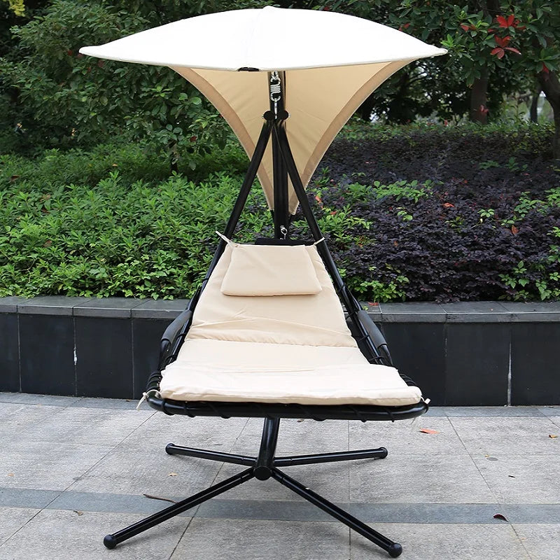 Villa Home Outdoor Swimming Pool Wrought Iron Wine Red/Khaki Color Swing Chair Leisure Rocking Relaxation Chair Bed Courtyard Balcony Moon Hammock Sun Lounge Chair Luxury Furniture Supplies