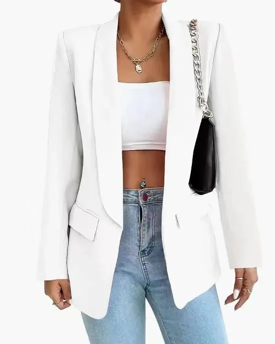 TikTok Most Popular 10 Colors S-2XL Middle Eastern Popular Women's Autumn/Winter/Spring Fashion Solid Color Polo Collar Small Suit Temperament Commuter Coat Jackets Ladies Casual Clothing Supplies